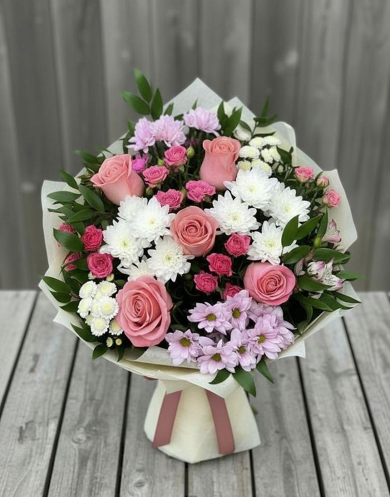 Букет цветов из: Альстромерии, Гвоздики, Розы и Хризантемы в Колосовке