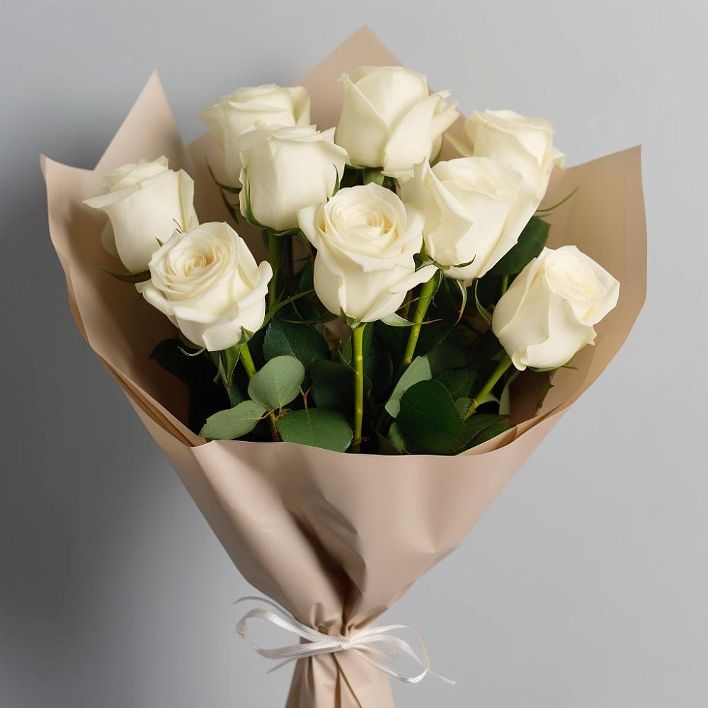 Букет 9 Белых роз Эдлесс Лав в Колосовке