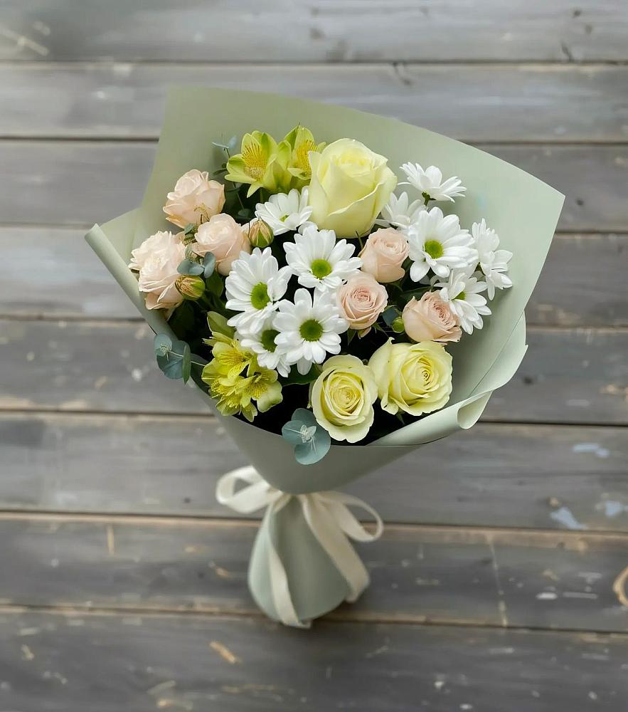 Букет цветов из: Альстромерии, Розы и Хризантемы в Колосовке