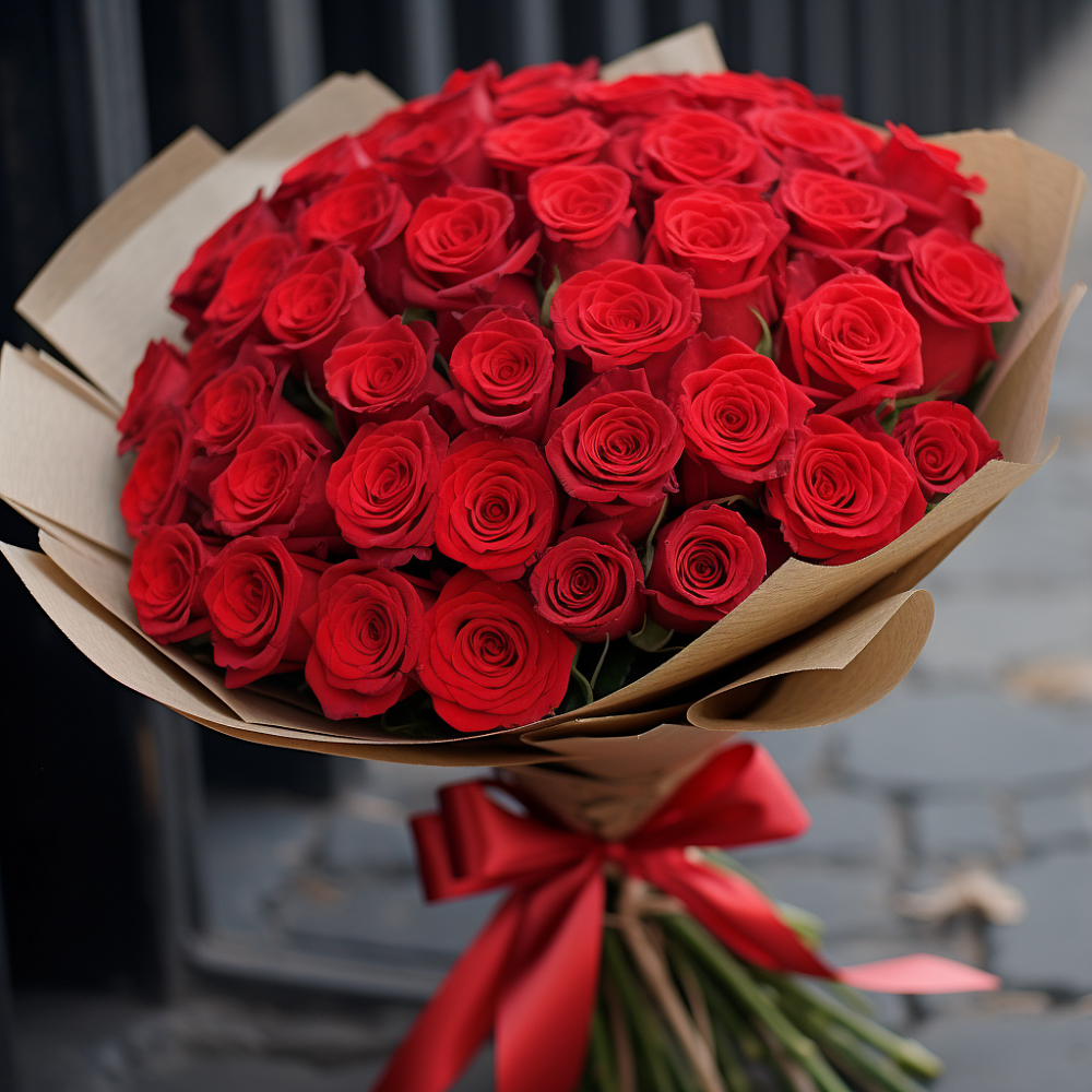 Букет 51 Красная роза Эдлесс Лав в Колосовке