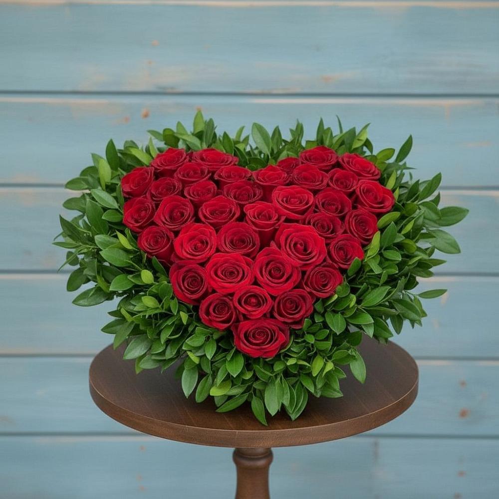 Цветочная композиция из Розы в виде сердца в Колосовке