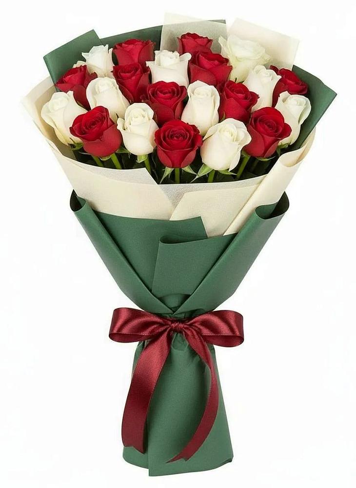 Букет Микс из красных и белых роз в Колосовке