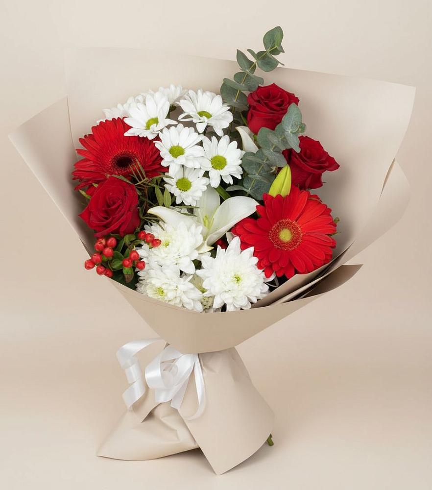 Букет цветов из: Розы, Хризантемы, Герберы и Лилии в Колосовке