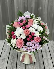 Букет цветов из:  Альстромерии, Гвоздики, Розы и Хризантемы в Колосовке