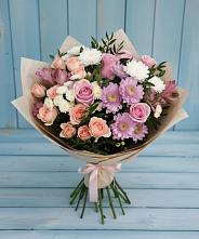 Букет цветов из:  Хризантемы, Розы и Альстромерии в Колосовке