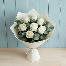 Букет Белые розы в Эвкалипте в Колосовке